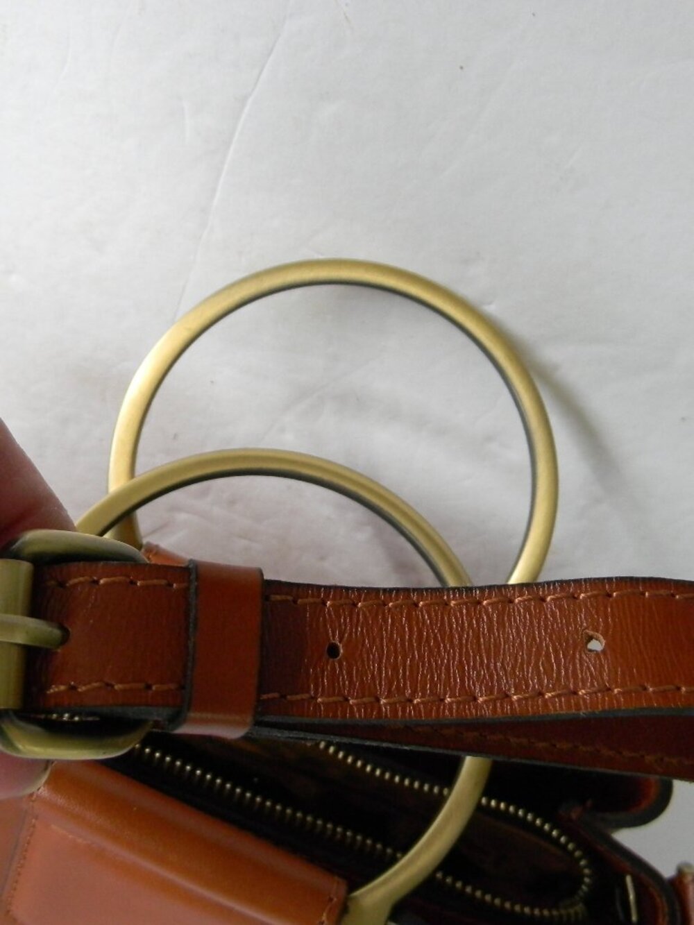 PATRICIA NASH TAN BROWN EMPOLI MEDIUM SMOOTH LEATHER SATCHEL/CROSSBODY RING - Picture 3 of 11